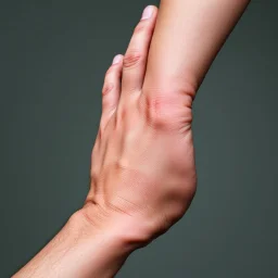 the back of a swollen right hand