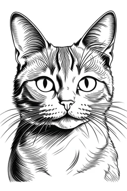 create a very simple image of a cat for colouring book in black and white lines