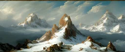 epic mountains in snow by Andrea del sarto