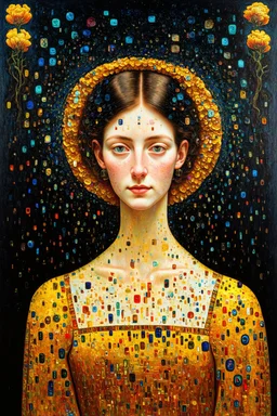 Transcend Yourself; a surreal Expressionistic art piece with a color palette of Gustav Klimt
