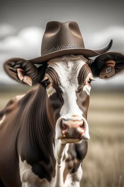 Vaca con sombrero de vaquero