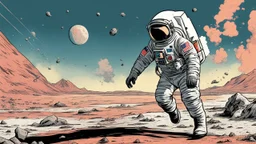 comic style, Moon landing