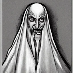 Nosferatu with tentacle beard grey skin and vampire fangs as a Russian Orthodox bishop