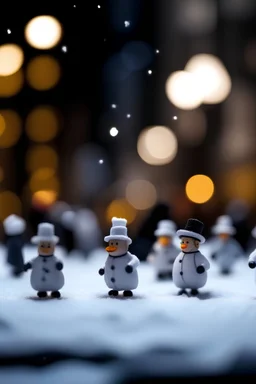 jack ass stunt show but with snow men, bokeh like f/0.8, tilt-shift lens 8k, high detail, smooth render, down-light, unreal engine, prize winning