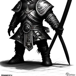 D&D character, paladin, dwarf, heavy armor, warhammer