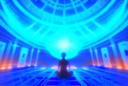 inside a spaceship in a room with a celestial being, radiating light and taking a form with shifting constellations.