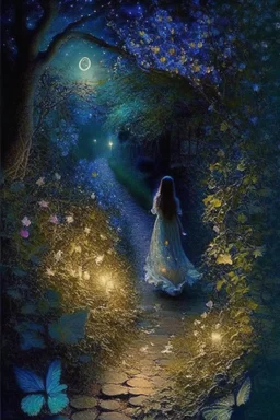 As she walked along the cobblestone path, Lily discovered that the night held a secret enchantment. Moonbeams danced through the leaves, casting ethereal shadows on the ground. The nocturnal creatures serenaded her with their melodic songs, and the scent of wildflowers filled the air