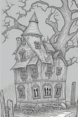 coloring book page Small Haunted Houses