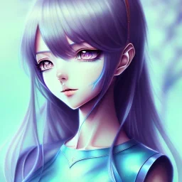 A realistic anime waifu character, water color painting