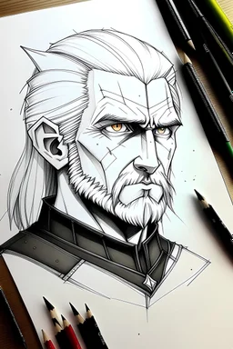 Draw Geralt of Rivia with black hair