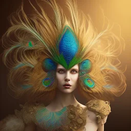 Mystery peacock feather mask, dramatique, art background, dramatic lighting, volumetric lighting, hyperrealisme, 8k, high quality, lot of details, fit within portrait