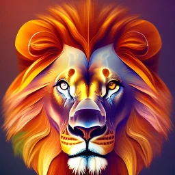 Lion portrait, bright colors, triangles, centered, detail, 8k resolution,