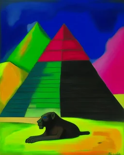 A sphinx guarding pyramids painted by Alexej von Jawlensky