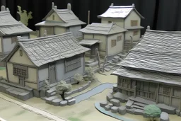 A simple light gray village painted by Hashimoto Gaho