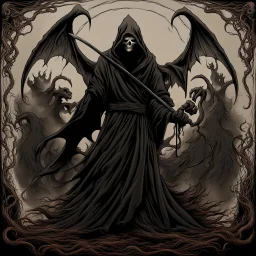 the grim reaper in the style of demonology