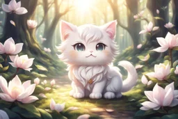 cute anime chibi cat in magnolia forest in sunshine Weight:1 heavenly sunshine beams divine bright soft focus holy in the clouds Weight:0.9