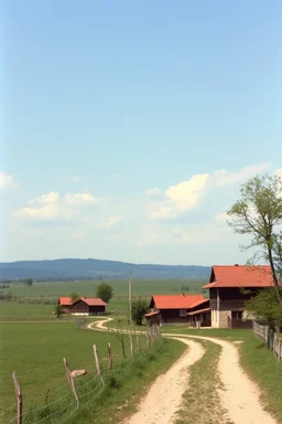 Foto di paese in zona di campagna fra Ungheria e Romania, anni 1980