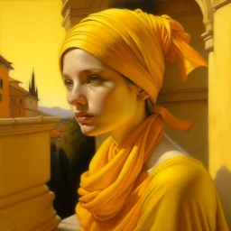 Neoclassicism realistic yellow orange tuscany woman