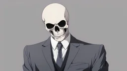 guy with a skull head in a suit in anime