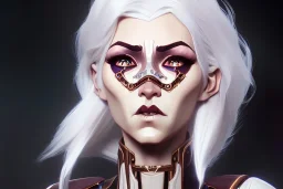 portrait fantasy mechanical woman pearl white hair pearl eyes