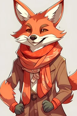 anime style anthropomorphic fox in rouge clothing with a scarf
