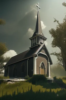 church, inside, atmospheric, realistic, cinematic lighting, octane render.