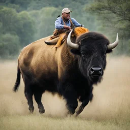 riding a buffalo
