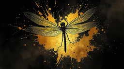 enigmatic dragonfly in the style of Steve Ditko, minimalism abstract black and gold, geometric surreal beautiful fashion portrait explosion splash art minimalist surreal ambient background surreal lonely depth deep soul spirit fantasy surreal geometry cinematic 8k epic movie still sharp focus hyperrealism painting concept art detailed character design matte painting leaf