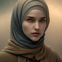 close up portrait of fog as woman in hijab, fine detail, highly intricate, modern surrealism painting, defined cracks and breaks, high-quality, volumetric lighting, 8k, ultrahd, George Grie, Marco Escobedo, Igor Morski,Brian Froud, Howard Lyon, Selina French,