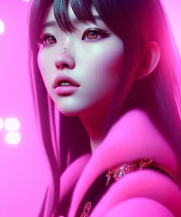 hirai momo, model, chanel, pink, blackpink, digital art, unreal engine, cinematic lighting, octane render, photo realistic, ambiance