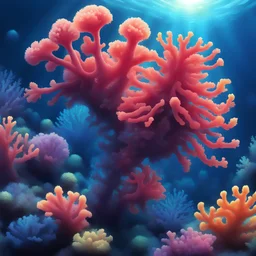 living stalk of deep sea coral in vivid colors even when brought into the sun in pokemon art style