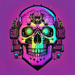 FLAT VECTOR LAYERED IMAGE OF CYBERNETIC SKULL PARTS IN A SCHEMATIC