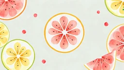 Simple watercolor background fruit slices thematic, minimal, stock image, with a blank space --