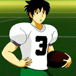 Ghibli, joueur de football, dans un champs.