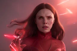 Wanda Maximoff, feiticeira escarlate usando traje vermelho de vestido, destruindo a realidade, governando o mundo, destruição, 4k render, dramático, cinematográfico, poderes destruindo tudo, expressão brava