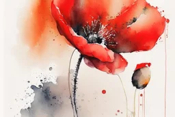 abstract watercolour poppy in the style of jean haines