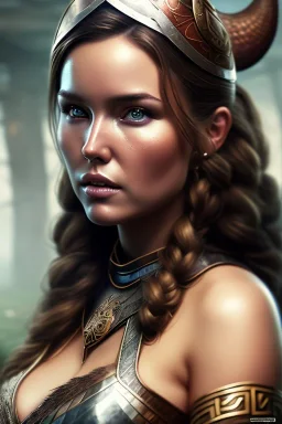 Camilla Luddington viking, busty hitomi tanaka, pintura,detalhes,textura,qualidade 8k, in village,