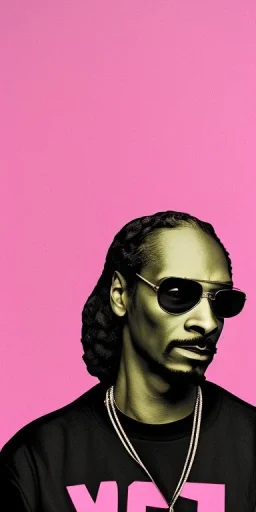 snoop dogg looking at the sky. On a pink street. Black Oversize sweatsuit.