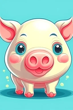 sweet illustration of a cute pig, in a cartoon style