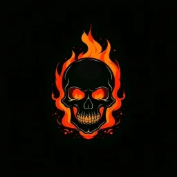 minimalistic burning skull flame logo