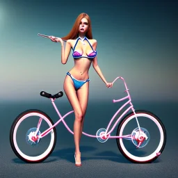 bikini woman on tricycle