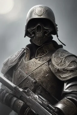 All Black Jqpanese soldier, high tech skull special forces helmet, samurai soldier, white smoke, dark, rage, sorrow, high definition, ultra 8 k, volumetric lighting, blue fire, fog