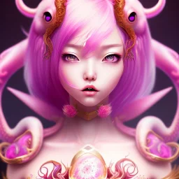  Asian woman, leaning pose, slobbe octopus , pink short hair, latex suit, full body, squid, intricate detail , portrait, high lighting, Gradient background,nice end of darkness Dark Woman Little Horns Little Horns Sad Eyes dual soul fire girl soul fire cute realistic hell Dark Realistic Cute