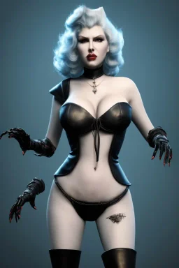 Lana Turner as evil queen in black leather, leather, busty, cleavage, angry, stern look. character design by cory loftis, fenghua zhong, ryohei hase, ismail inceoglu and ruan jia. unreal engine 5, artistic lighting, highly detailed, photorealistic, fantasy