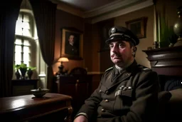 ww1 cop close-up, ww1 mansion living room background