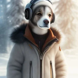 Cyberpunk Portrait of dog child with brown hair and with cute face, north pole snowy vibe , perfect composition, hyperrealistic, super detailed, 8k, high quality, trending art, trending on artstation, sharp focus, studio photo, intricate details, highly detailed, by greg rutkowski