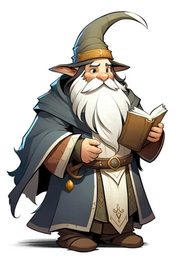 young Dwarven student wizard with a D on his robes and taking a rabbit out of a hat