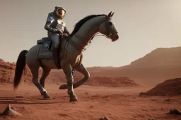 Riding horse astronaut mars unreal engine 5, octan render , cinematic view