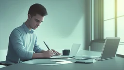 The image for the article depicts a young person sitting in front of a laptop in a well-lit room filled with natural light. The individual appears entirely focused on the process of online learning, holding a pen in their hand and jotting down important notes. On the screen in front of them, an educational interface can be seen, featuring a variety of learning materials, including e-books and educational videos. The image conveys the concept of self-directed learning and personal development thr