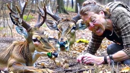 panicked lady hits deer now must revive using CPR or Mouth to Mouth